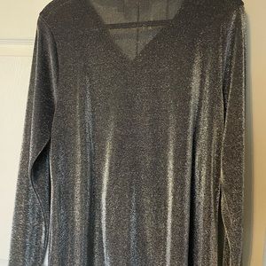 Silver sparkling button down! LOGO